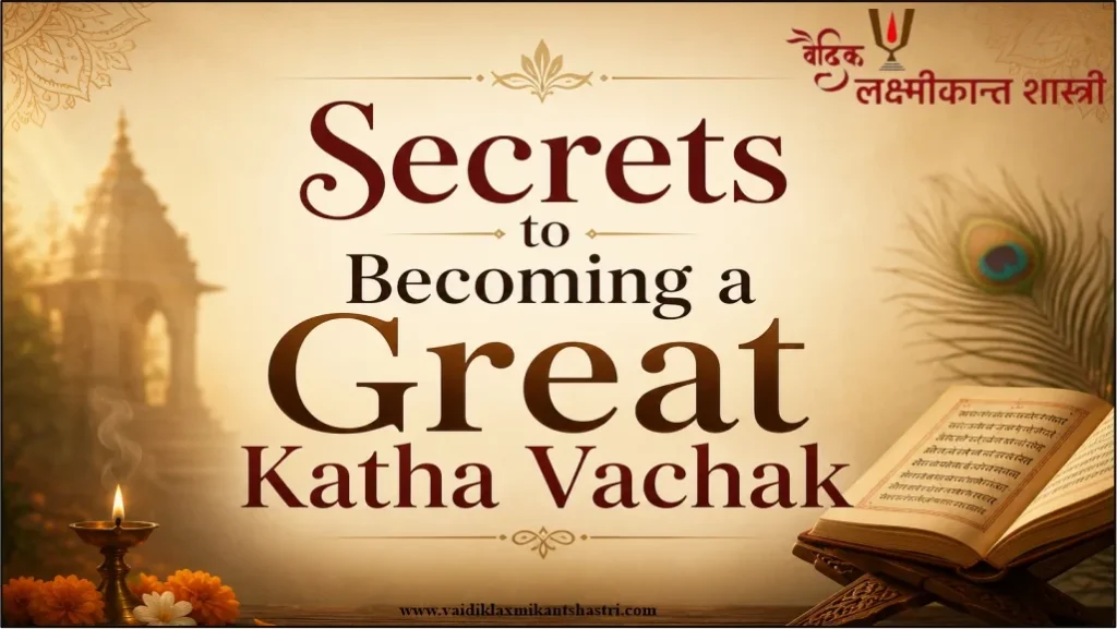 Bhagavad Katha Vachak delivering spiritual discourse and devotional teachings
